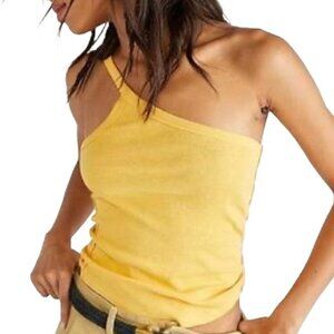 We The Free People One Way Or Another Tank Top Size Medium Gold Single Shoulder